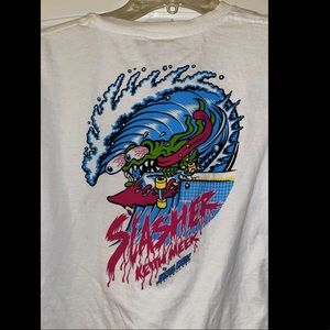 White cropped Santa Cruz t-shirt.